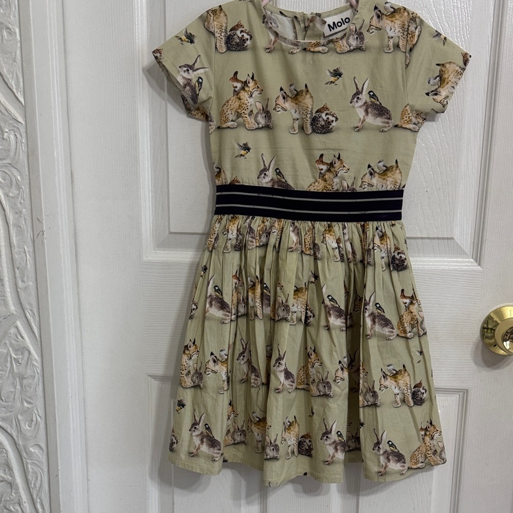 Molo Kids Dress with Animal Print - Olive